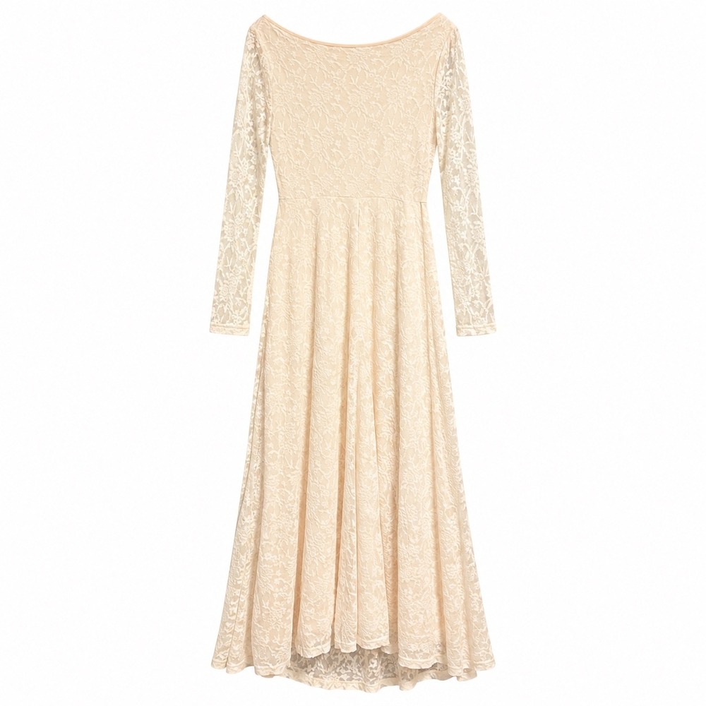 SHEIN 1XL Ivory Lace Long Sleeve Maxi Dress Romantic Boho
